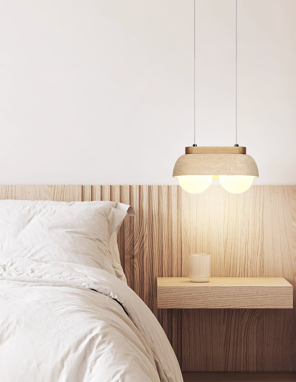 Yeln hanglamp van geel travertin