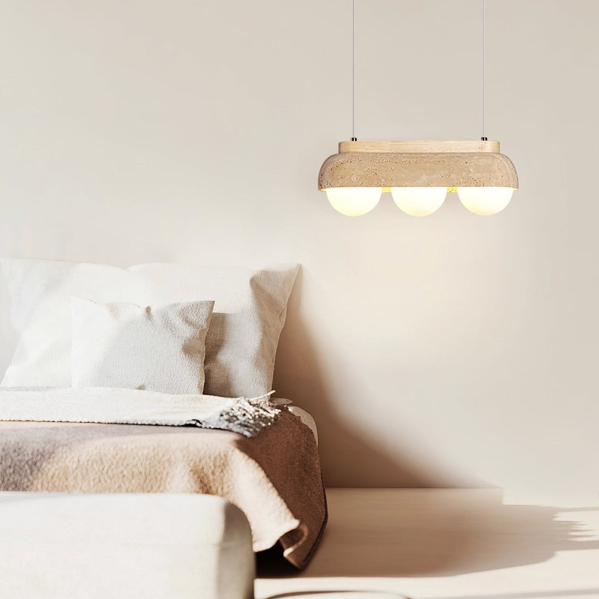 Yeln hanglamp van geel travertin