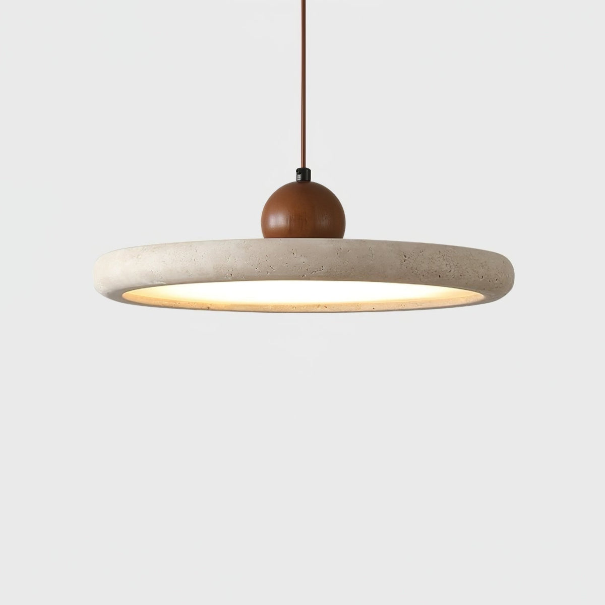 Valaielle hanglamp met dischvormige bol van geel travertin