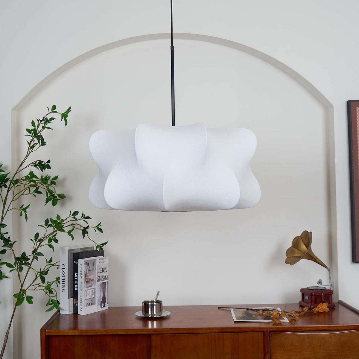 Bibi hanglamp met decoratieve zijden kap