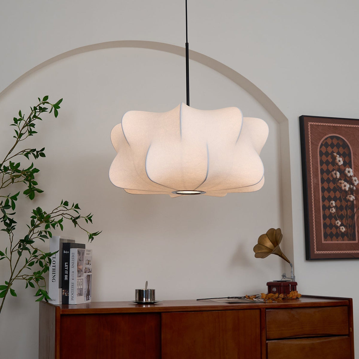 Bibi hanglamp met decoratieve zijden kap