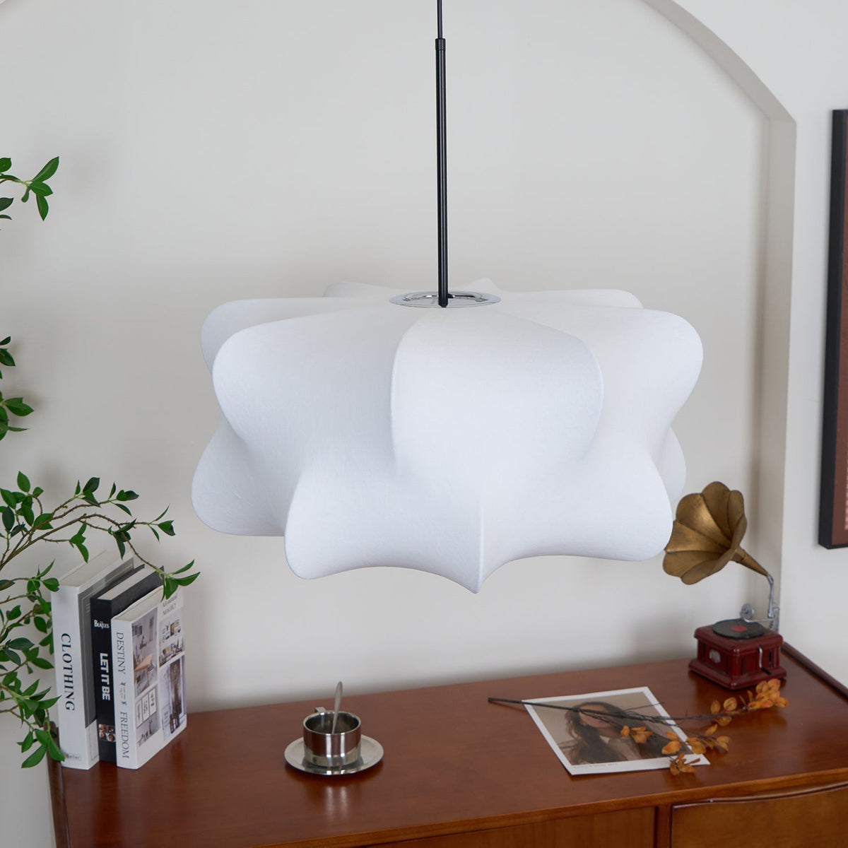 Bibi hanglamp met decoratieve zijden kap