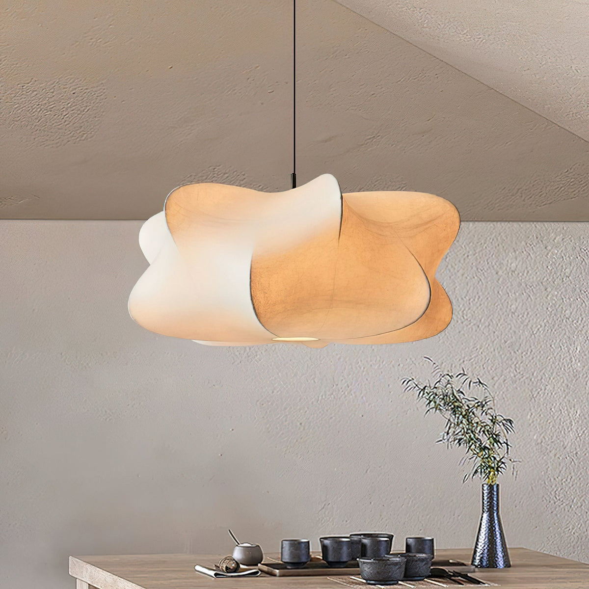 Bibi hanglamp met decoratieve zijden kap