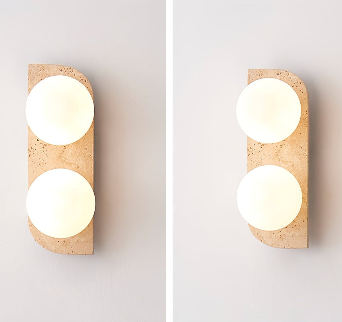 Serearia Minimalistische wandlamp van geel travertin met stekker