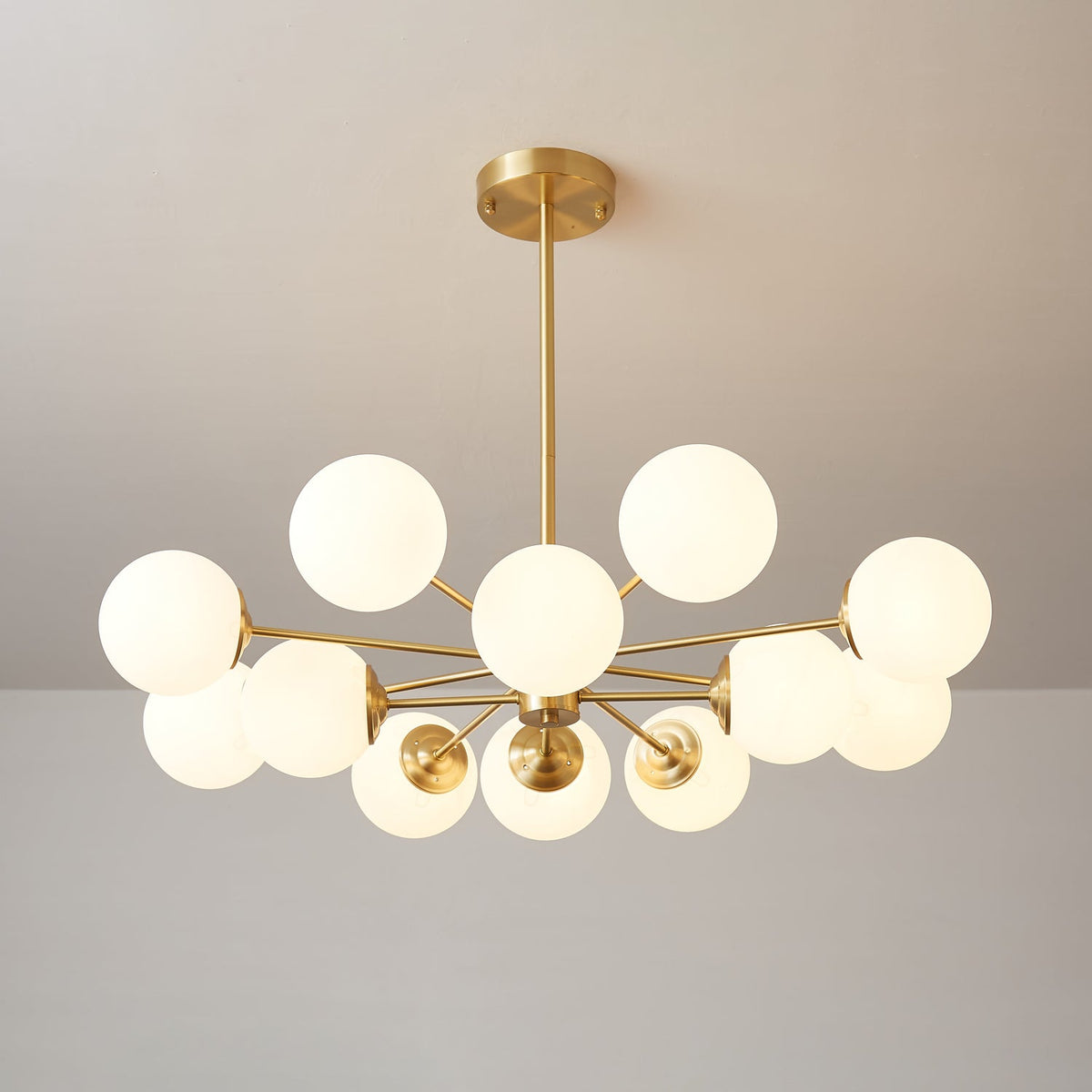 Velirora kroonluchter Elysium messing matglasbollen