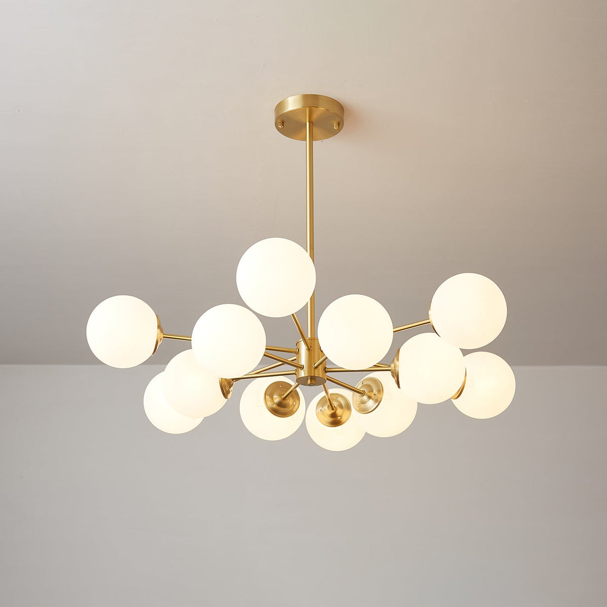 Velirora kroonluchter Elysium messing matglasbollen