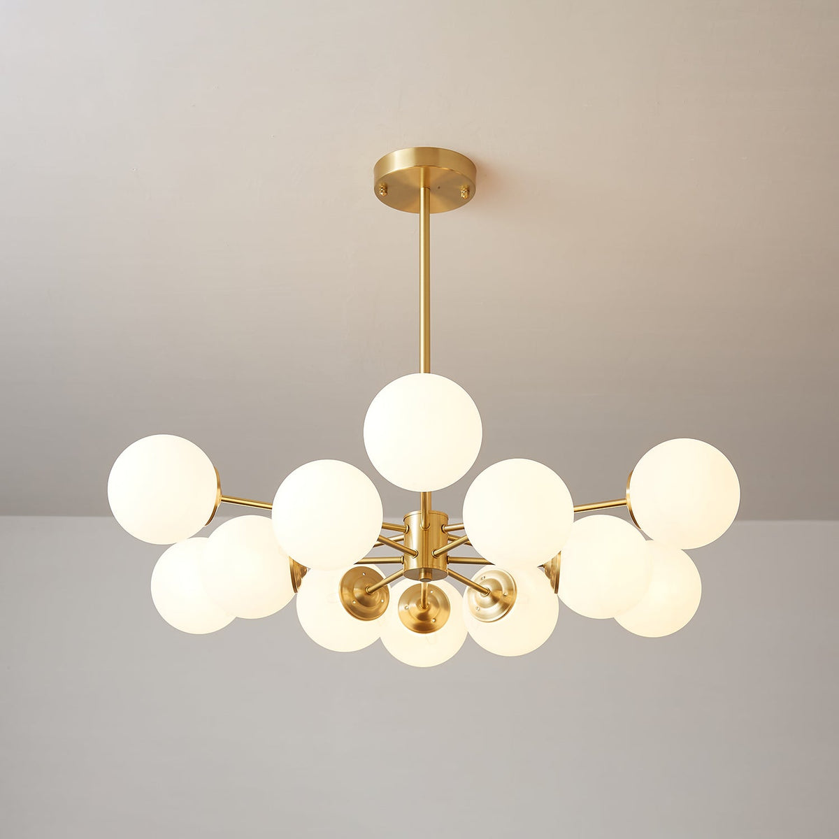 Velirora kroonluchter Elysium messing matglasbollen