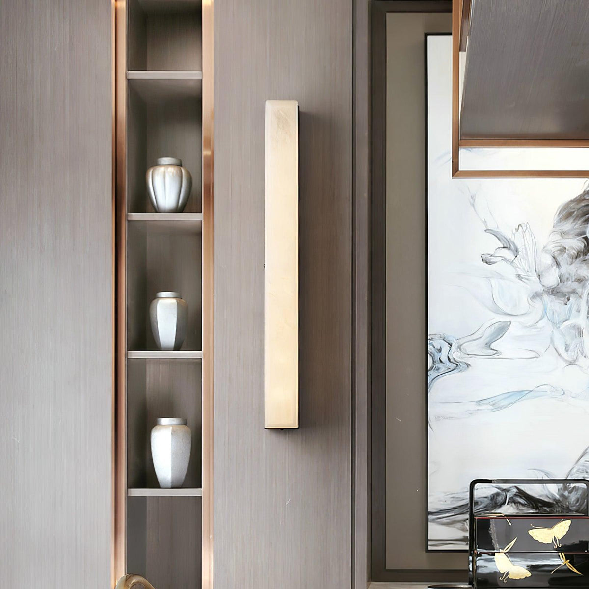 Nivearia Minimalistische wandlamp van albast rechthoekig
