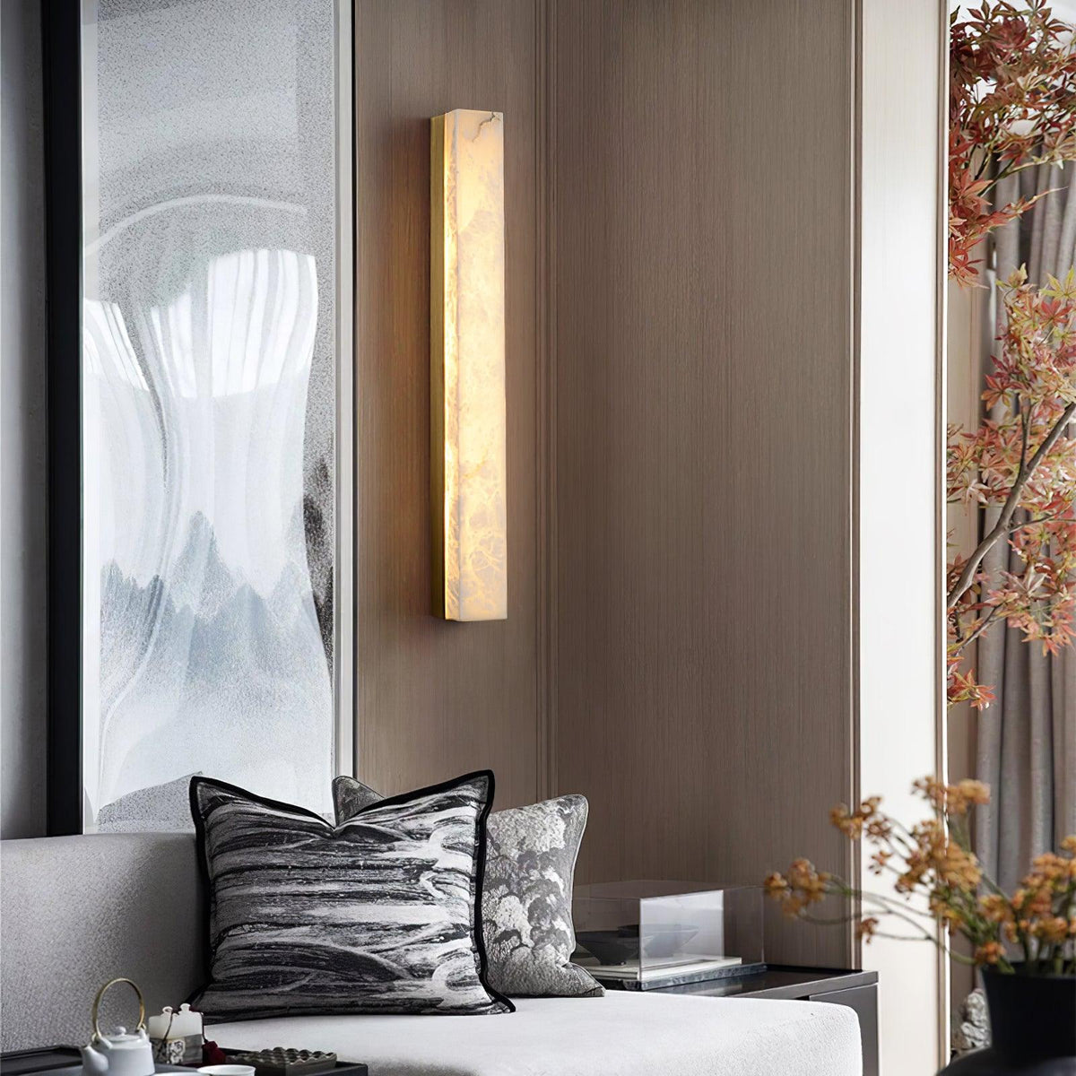 Nivearia Minimalistische wandlamp van albast rechthoekig