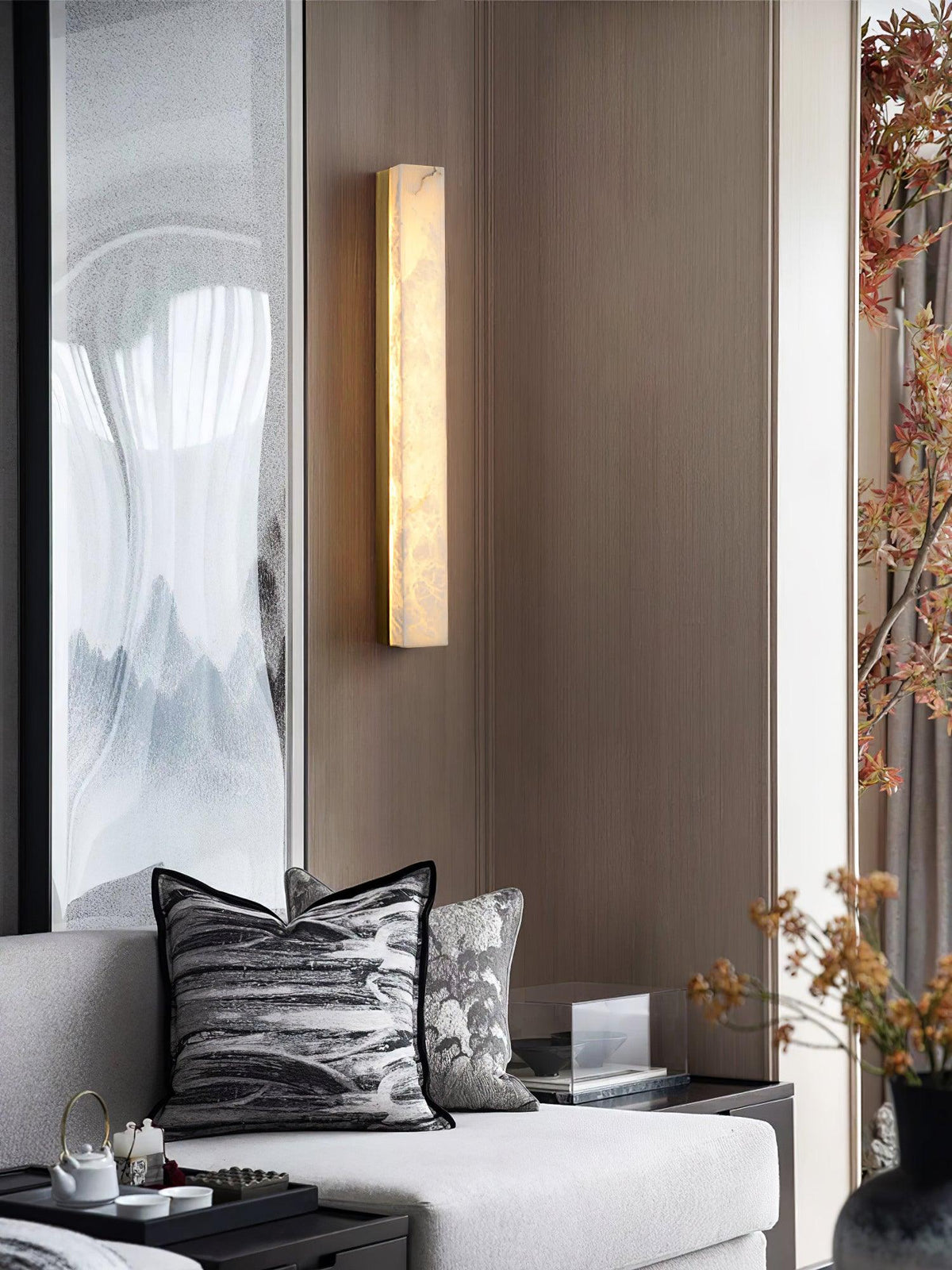 Nivivette Pillar albasten wandlamp