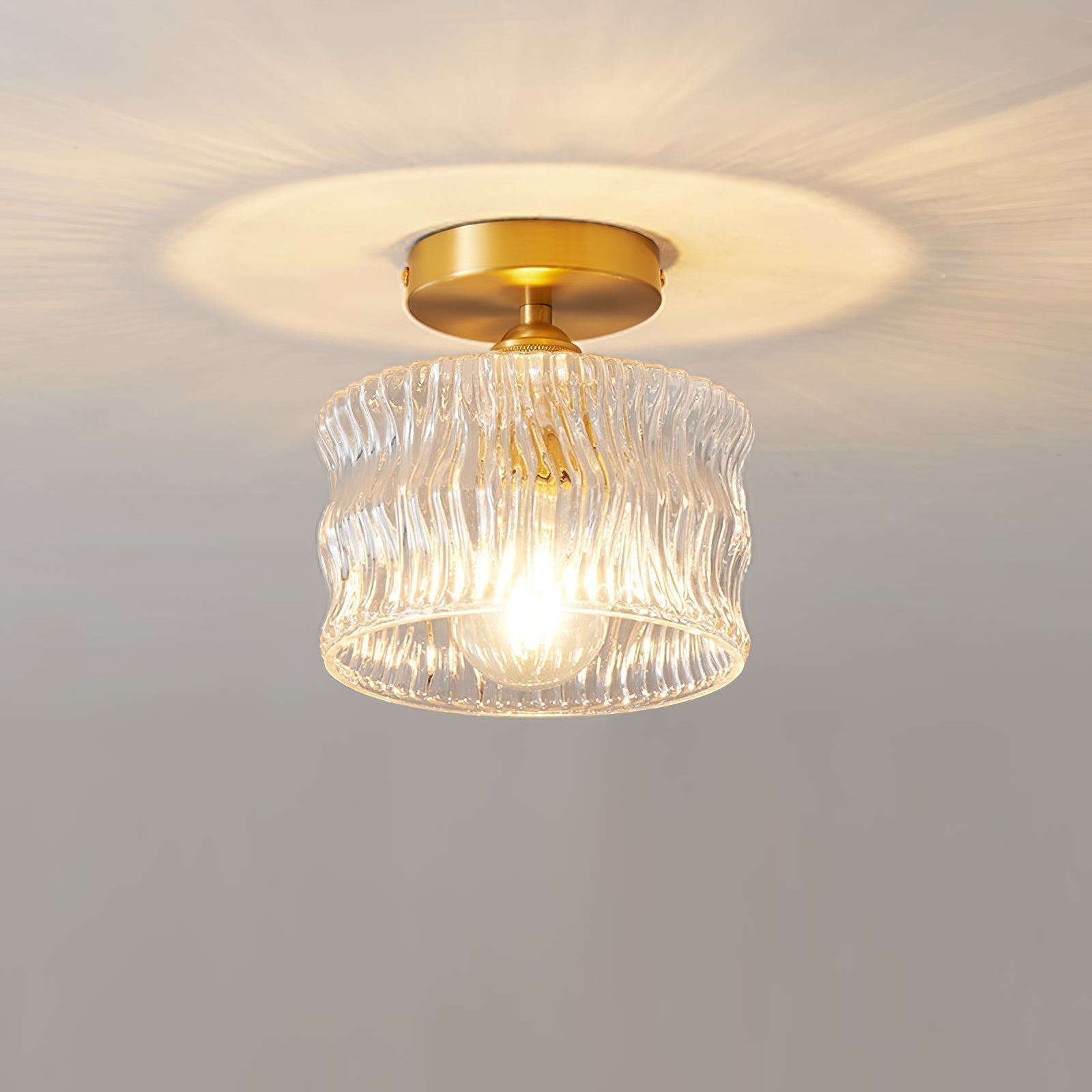 Quinn Luxueus Inbouwmontage Plafondlamp Duidelijk Metaal Glas Gang
