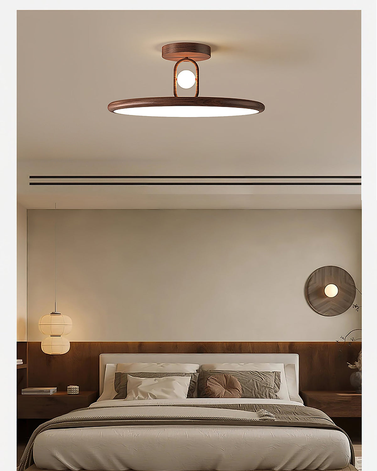 Mirisel Halo Vlakke plafondlamp Houtkleur Metaal