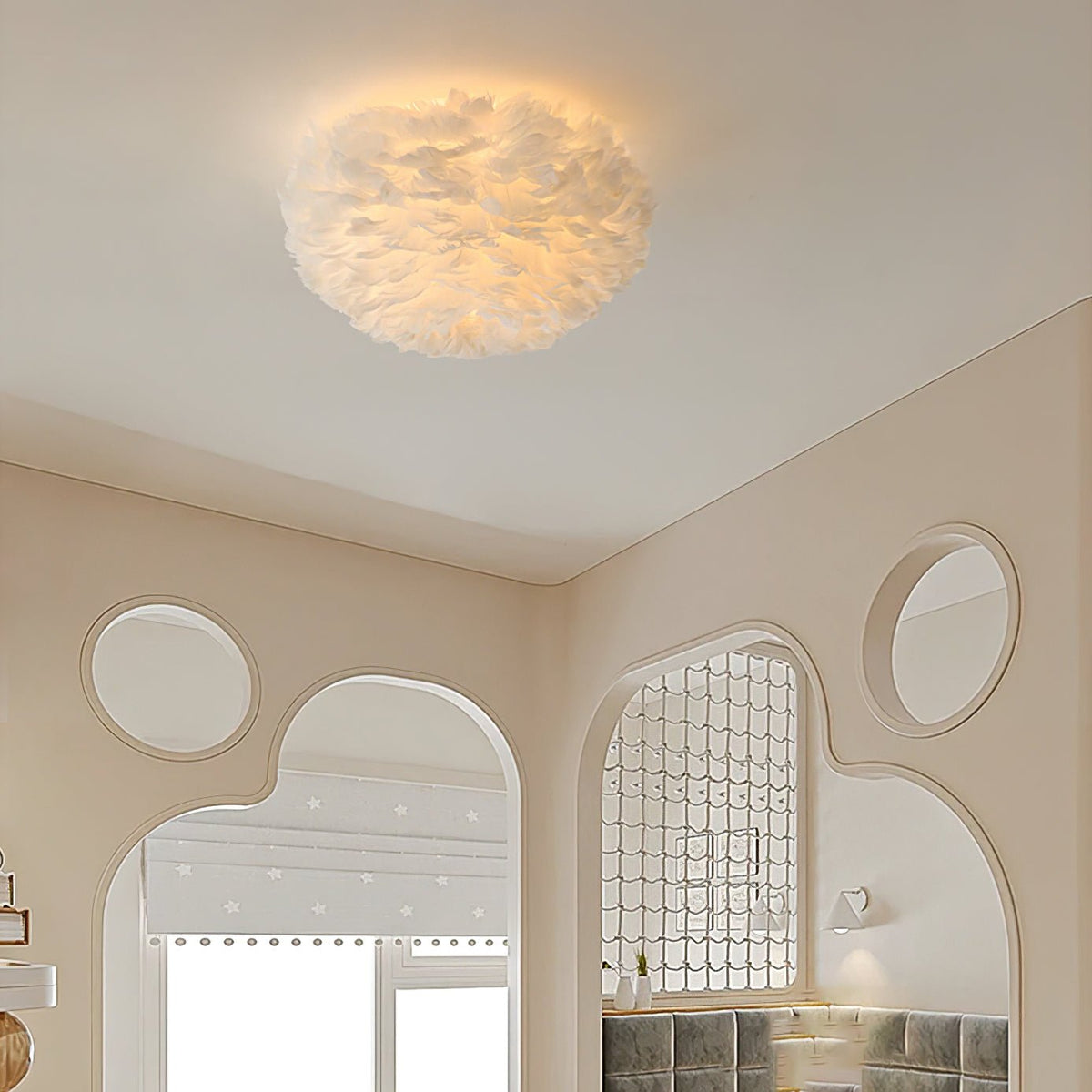 Zalore Premium Noordse kunst plafondlamp met veren