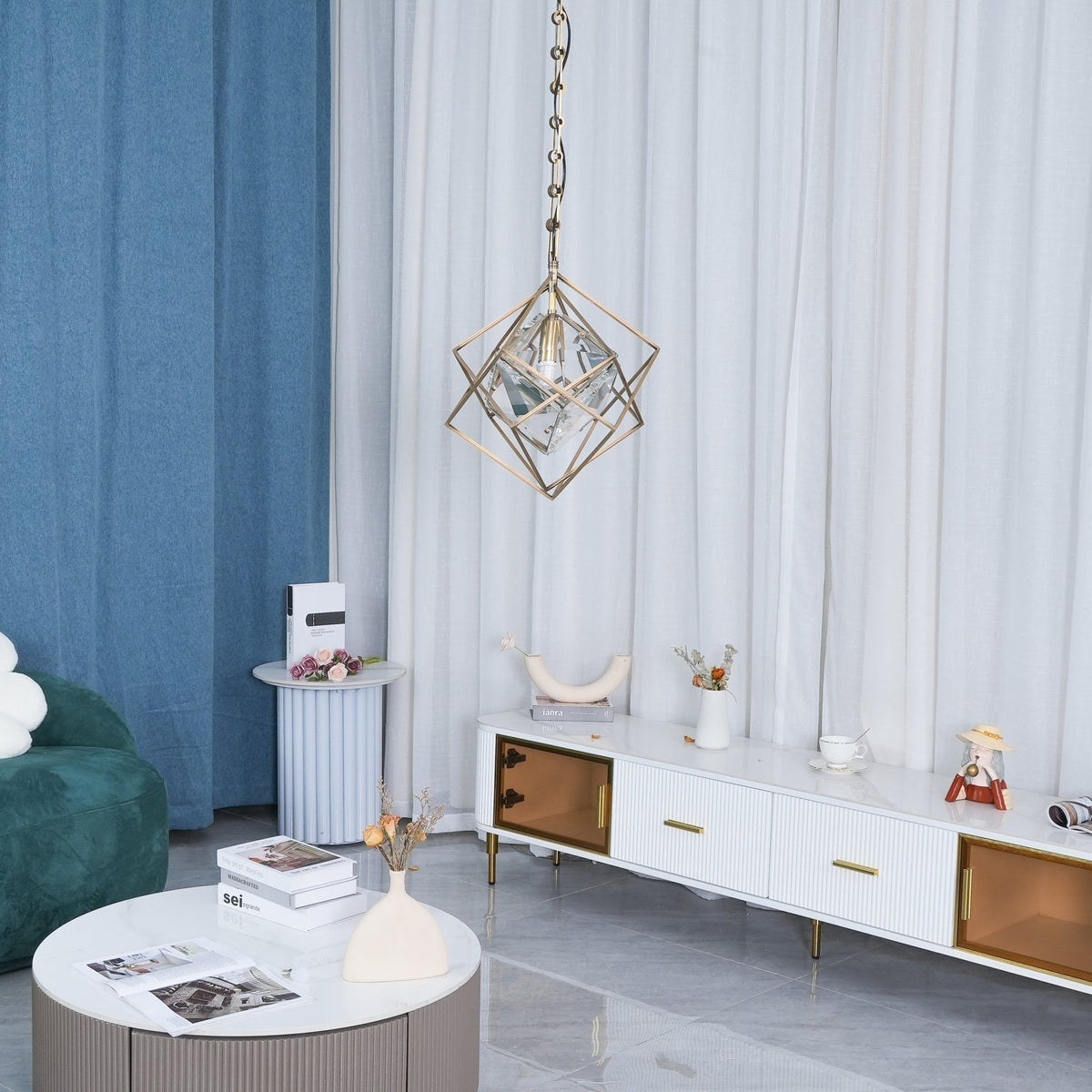 Zovin messing & kristal glamoureus hanglamp