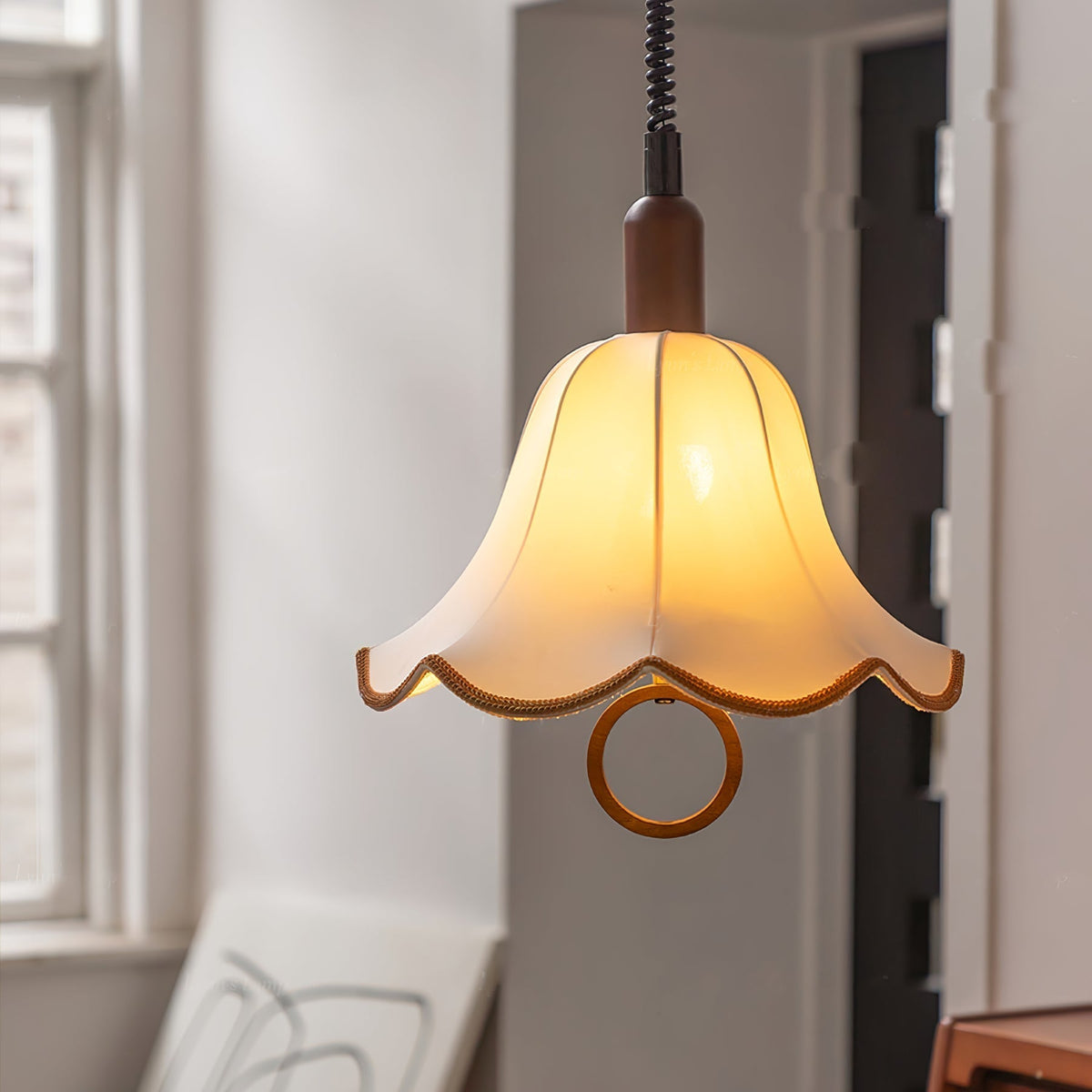 Eurvaryra klassieke elegantie hanglamp van textiel en hout
