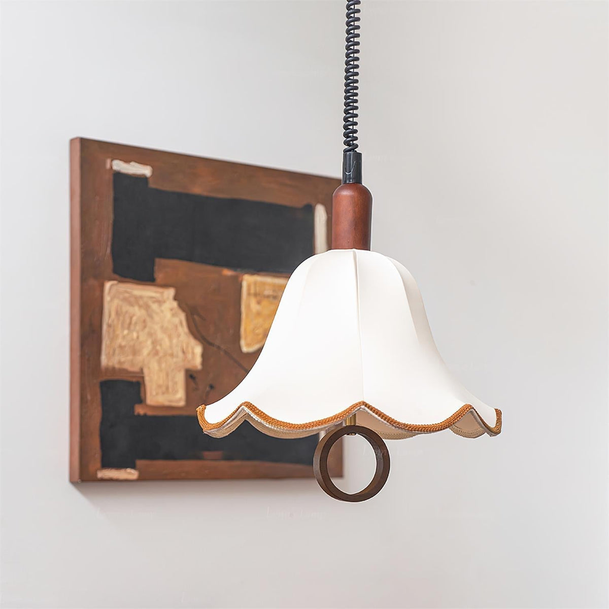 Eurvaryra klassieke elegantie hanglamp van textiel en hout