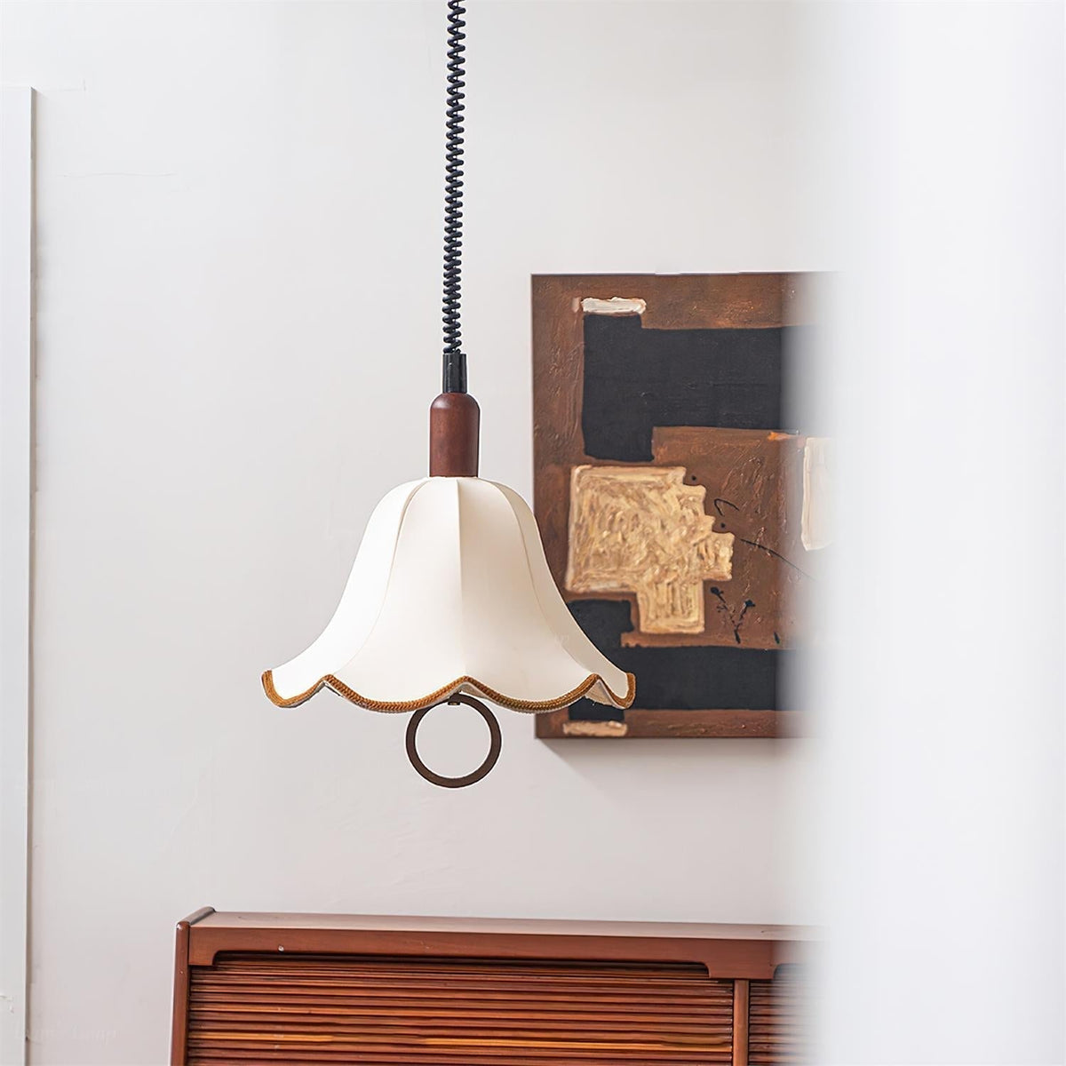 Eurvaryra klassieke elegantie hanglamp van textiel en hout