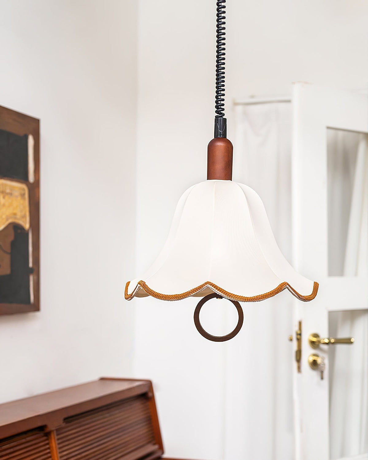Eurvaryra klassieke elegantie hanglamp van textiel en hout