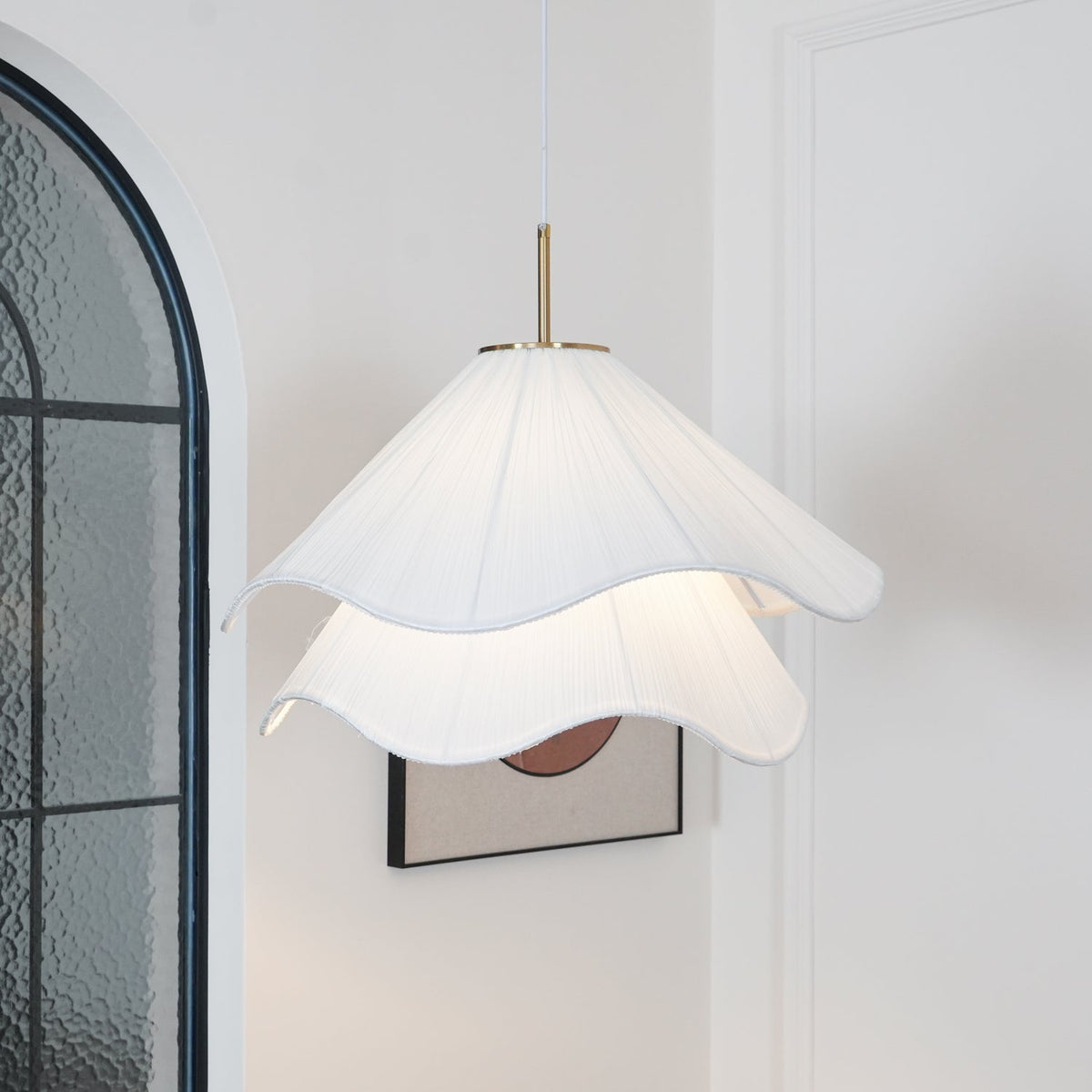 Cirirenne elegante bloemvormige stoffen hanglamp