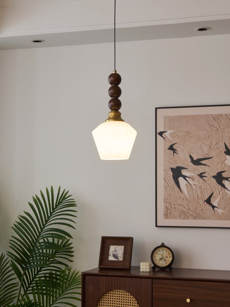 Vothaila Traditionele Elegantie Vintage glas Hout hanglamp