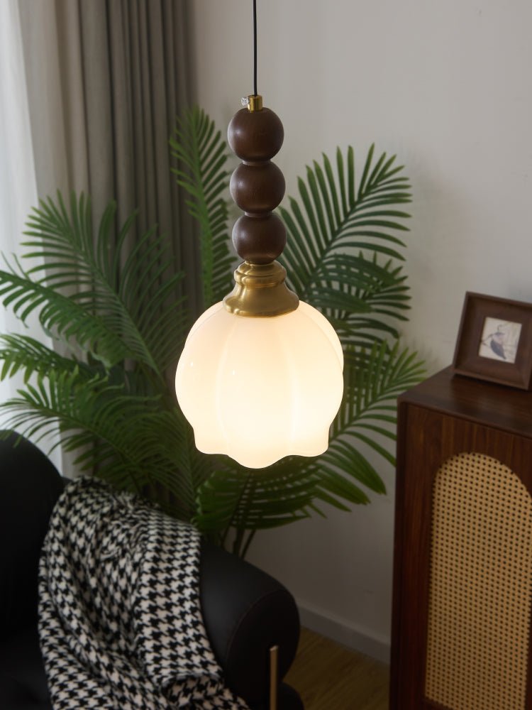 Vothaila Traditionele Elegantie Vintage glas Hout hanglamp