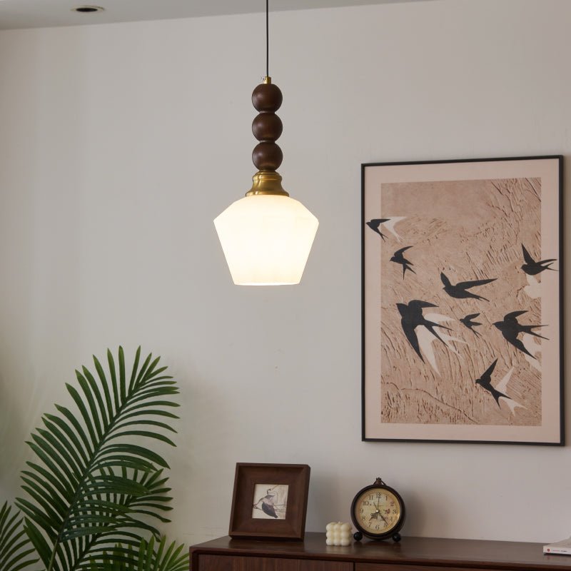 Vothaila Traditionele Elegantie Vintage glas Hout hanglamp