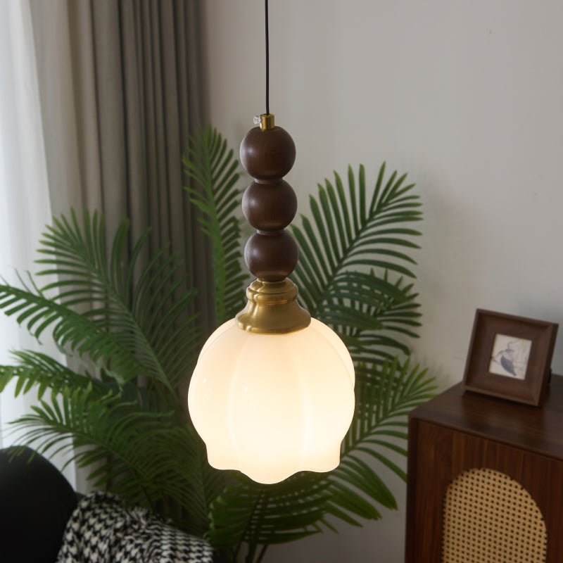 Vothaila Traditionele Elegantie Vintage glas Hout hanglamp