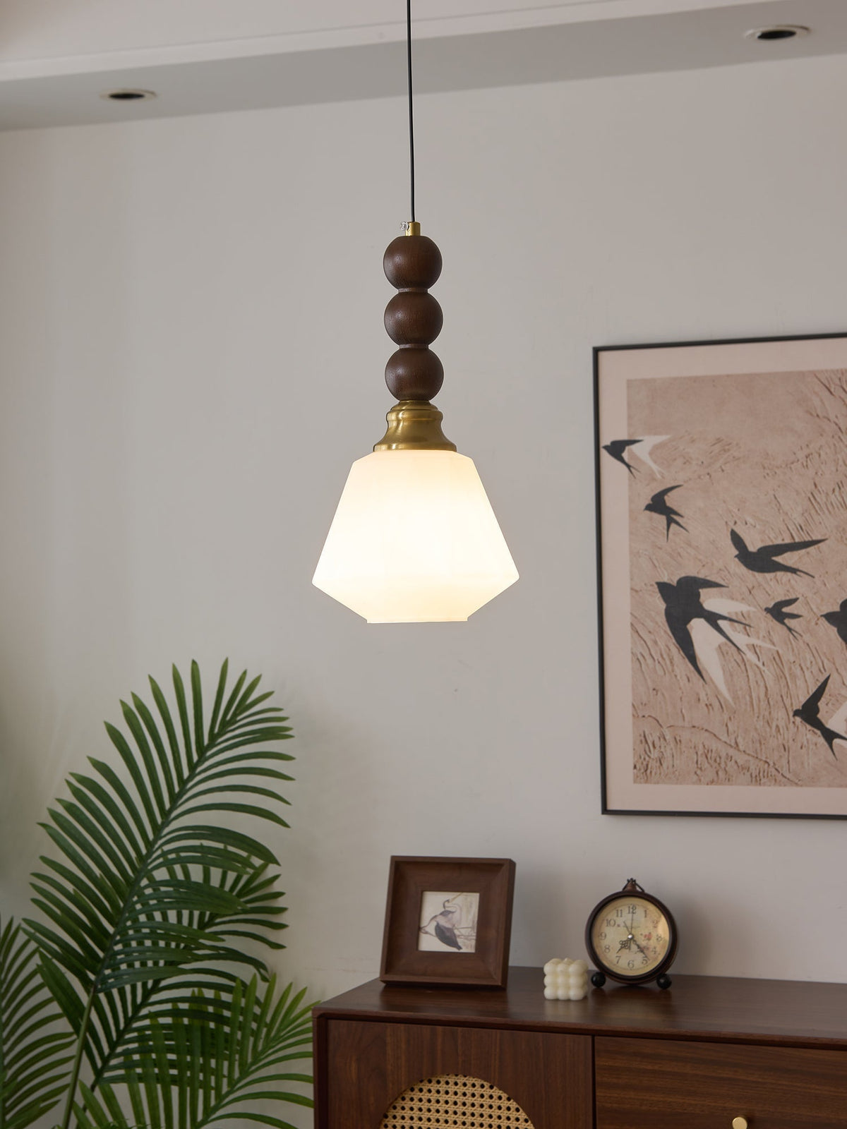 Vothaila Traditionele Elegantie Vintage glas Hout hanglamp