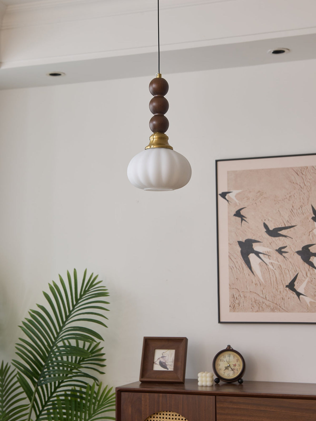 Vothaila Traditionele Elegantie Vintage glas Hout hanglamp