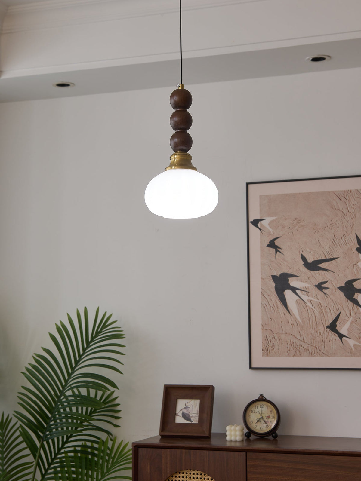 Vothaila Traditionele Elegantie Vintage glas Hout hanglamp
