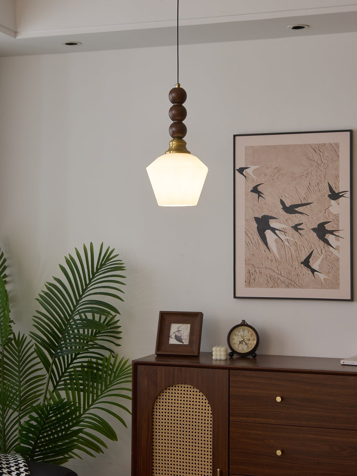 Vothaila Traditionele Elegantie Vintage glas Hout hanglamp