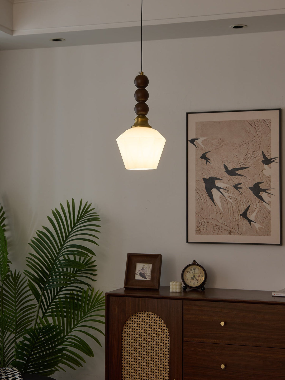 Vothaila Traditionele Elegantie Vintage glas Hout hanglamp