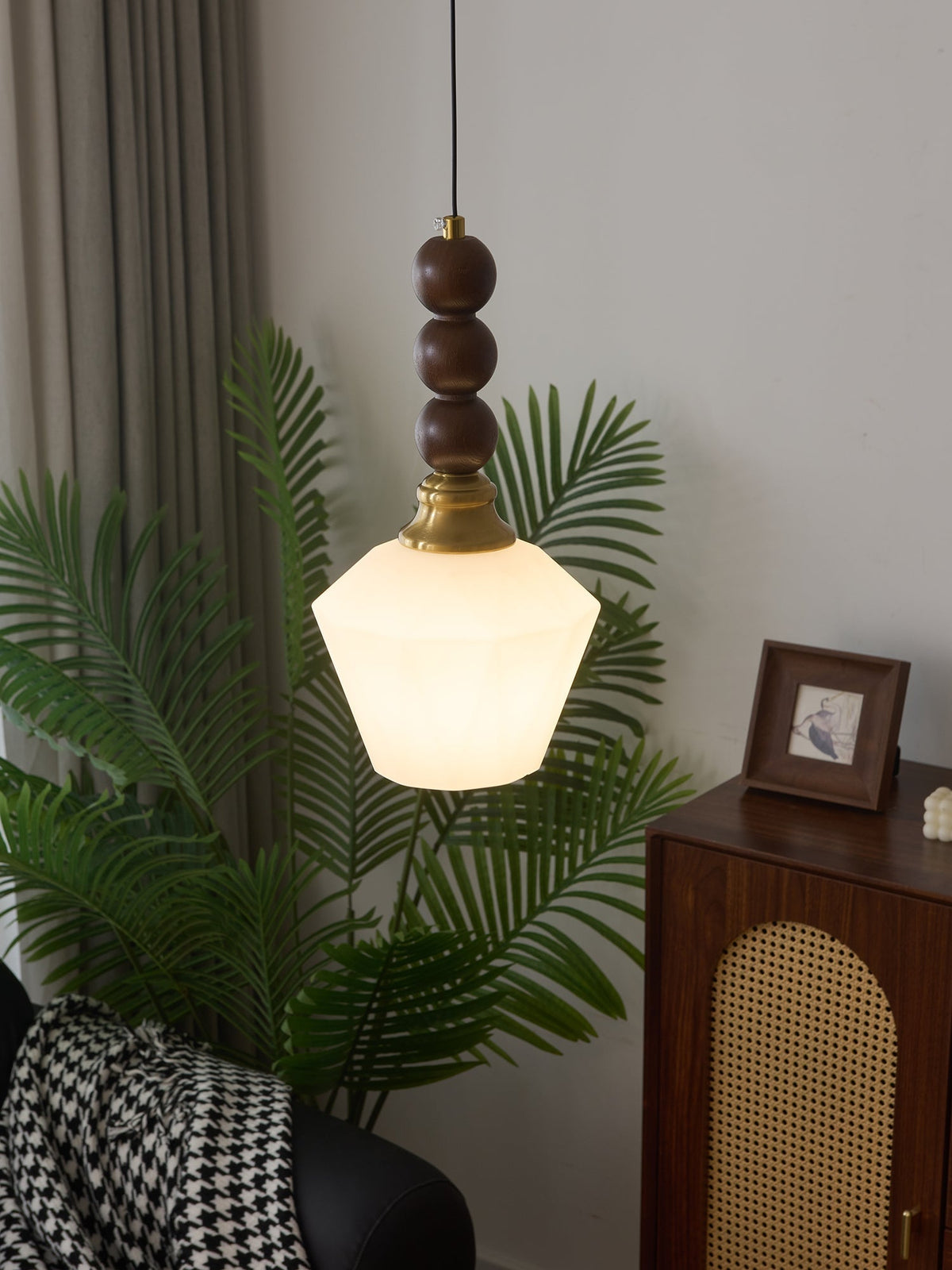 Vothaila Traditionele Elegantie Vintage glas Hout hanglamp