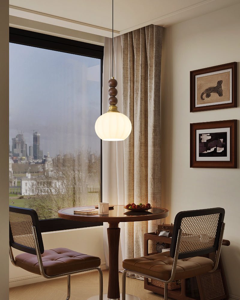 Vothaila Traditionele Elegantie Vintage glas Hout hanglamp