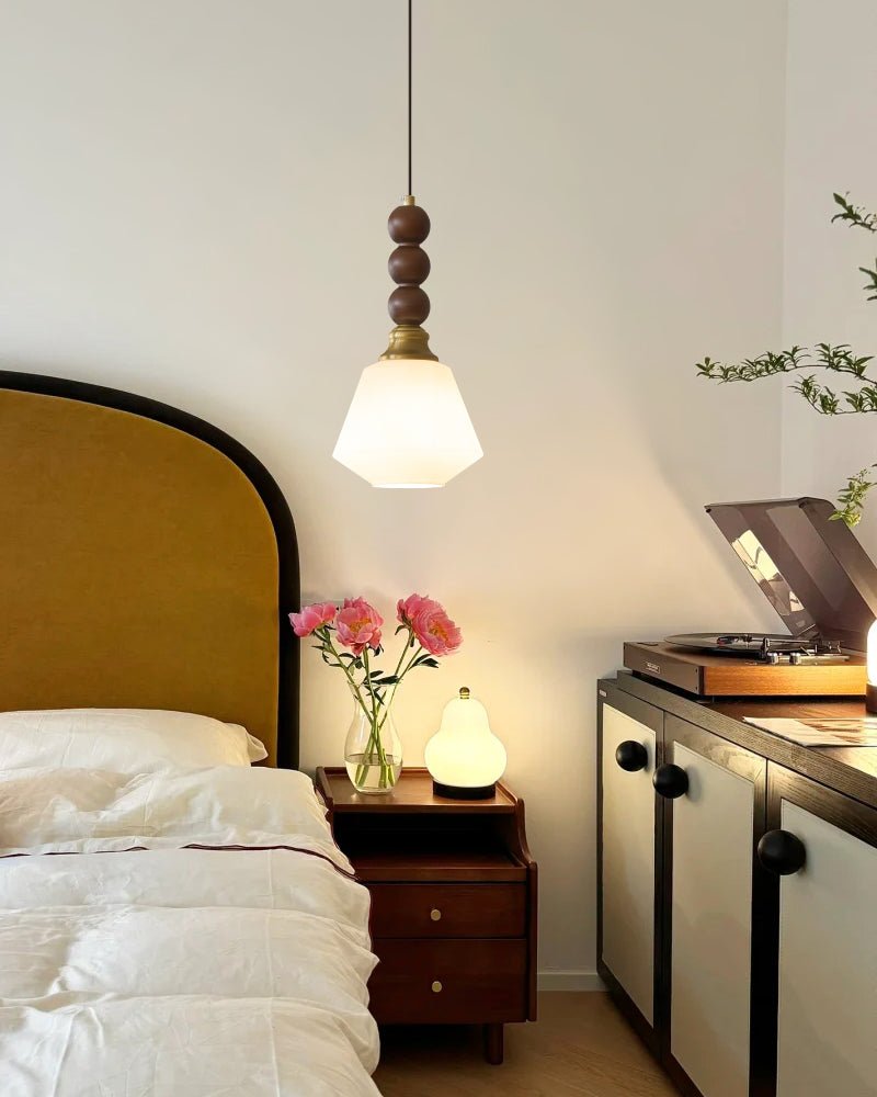 Vothaila Traditionele Elegantie Vintage glas Hout hanglamp