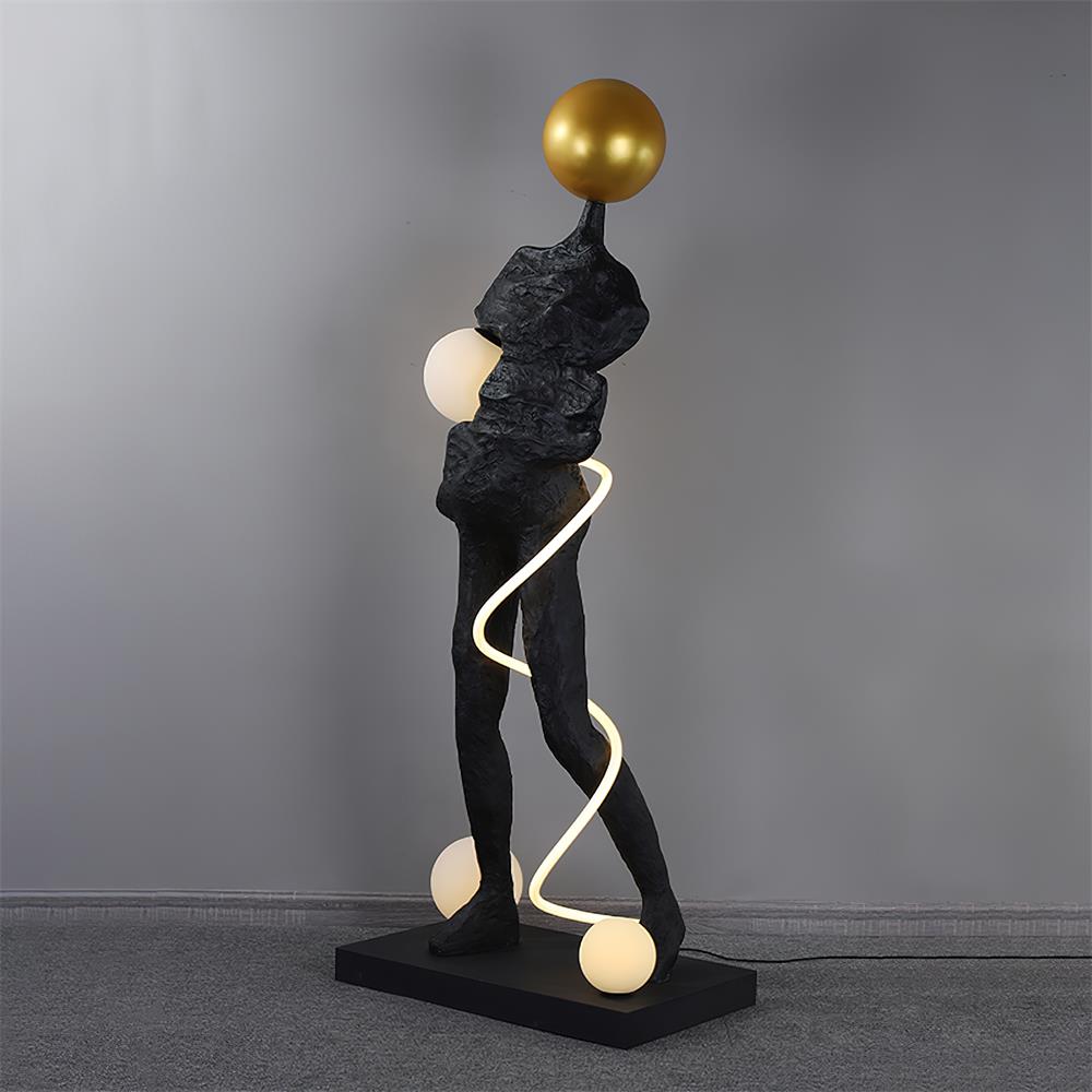 Nycaran sculpturale vloerlamp in zwart