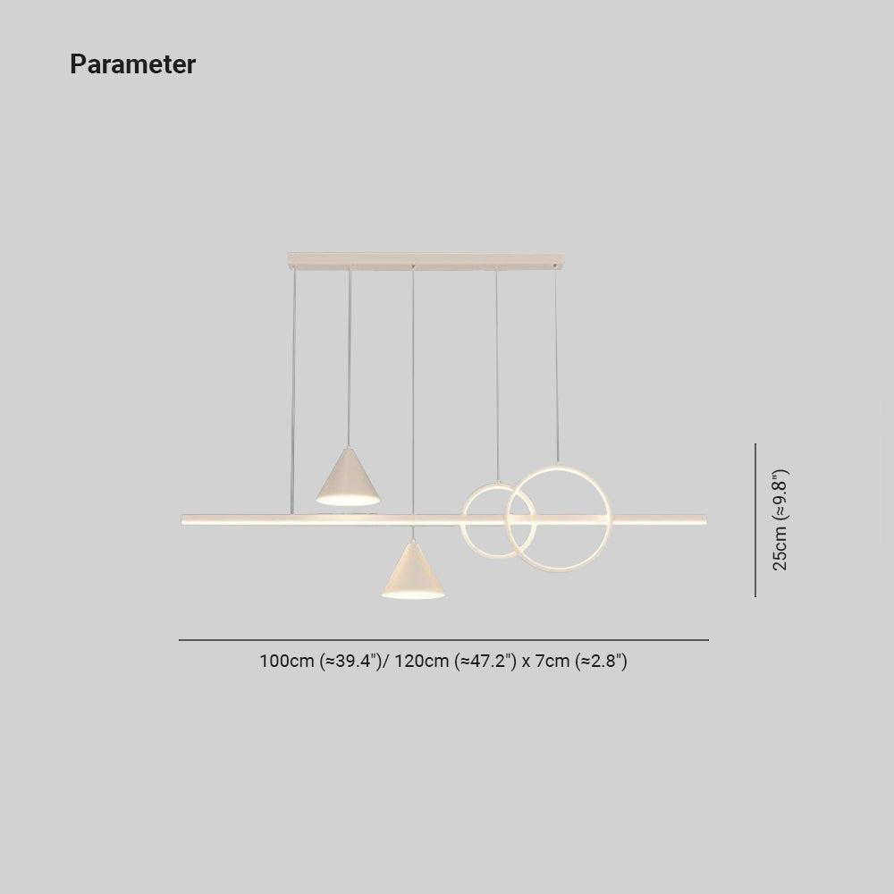 Edge Eigentijdse Lineaire Metalen Hanglampen Geometrische Stijl Wit/Zwart