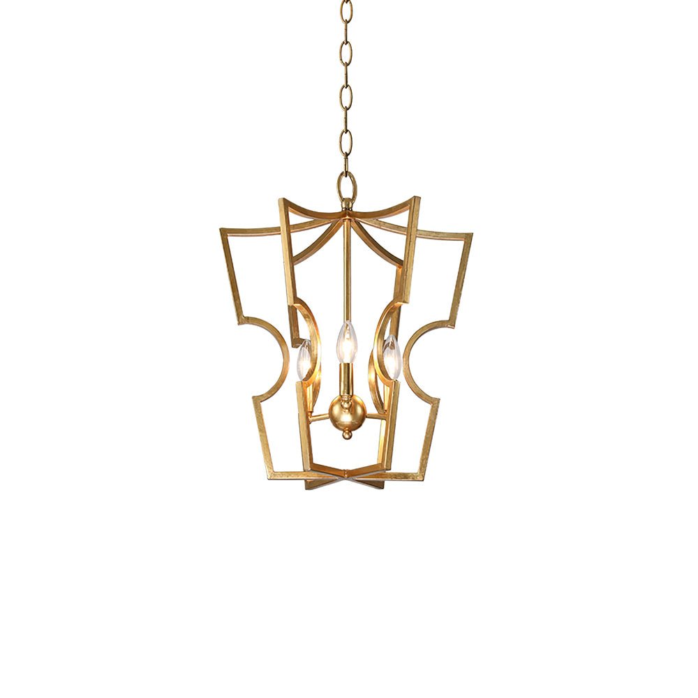 Niroxa kroonluchter met lantern frame goudkleurig