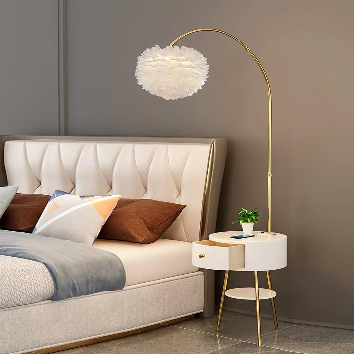 Navoic Marmer Hout Vloerlamp