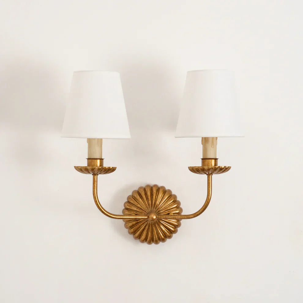 Alessio Vintage Antiek Metaal Stof Wandlamp Lampenkap Hal Woonkamer Slaapkamer