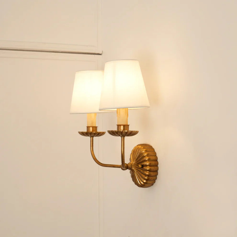 Alessio Vintage Antiek Metaal Stof Wandlamp Lampenkap Hal Woonkamer Slaapkamer