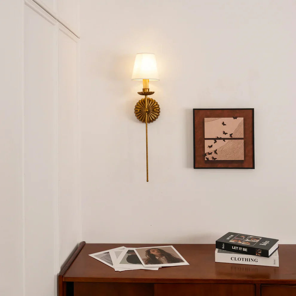 Alessio Vintage Antiek Metaal Stof Wandlamp Lampenkap Hal Woonkamer Slaapkamer