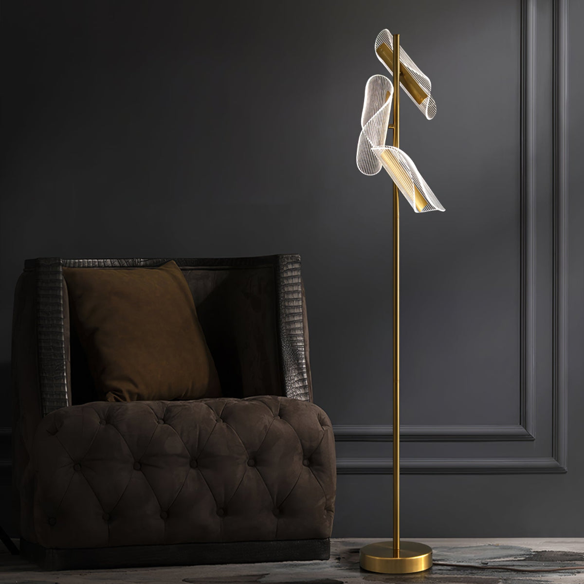 Salgado Moderne LED Vloerlamp Metaal/Acryl Goud Slaap/Woon/Eetkamer
