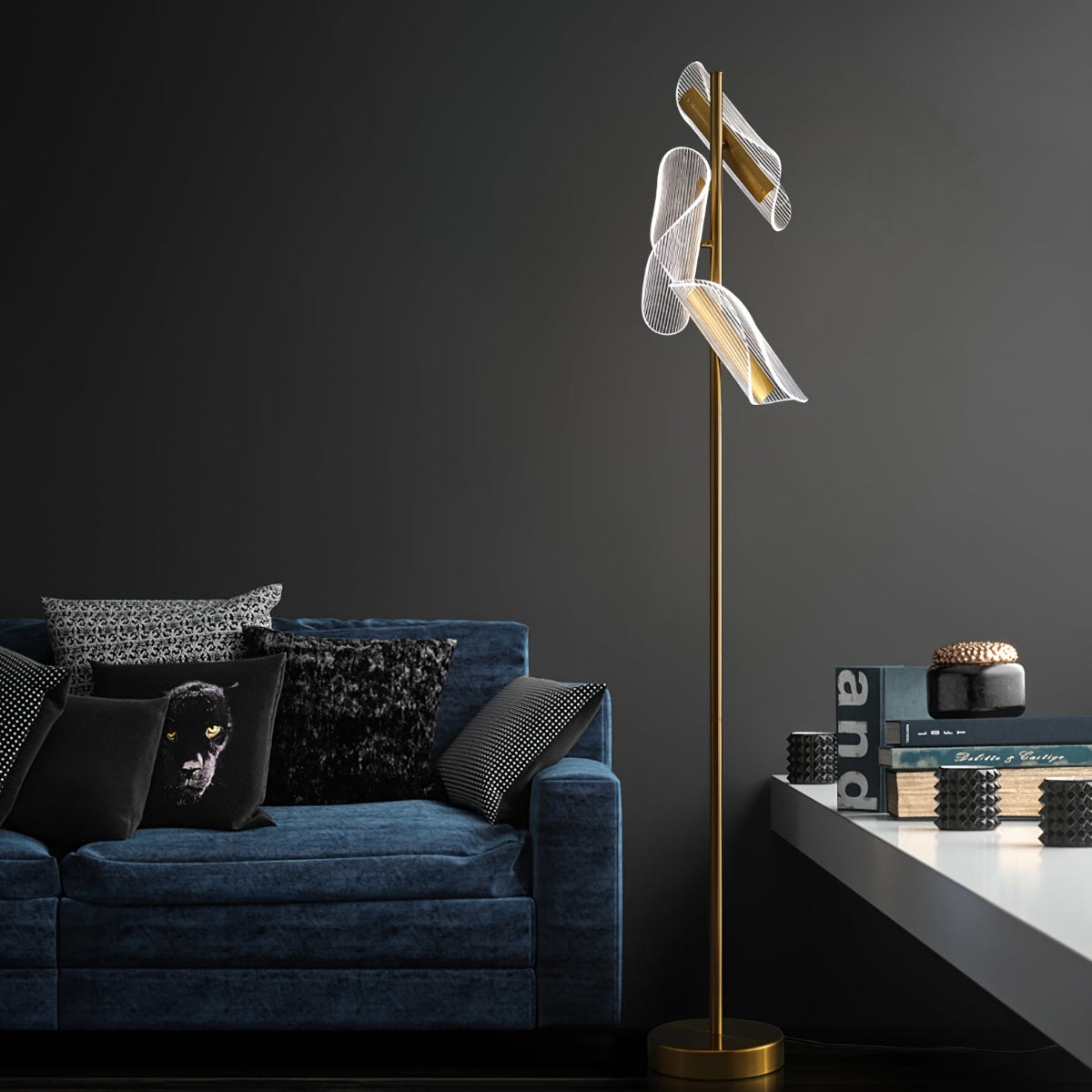 Salgado Moderne LED Vloerlamp Metaal/Acryl Goud Slaap/Woon/Eetkamer