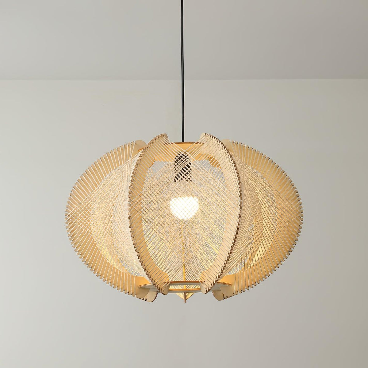 Atel hanglamp van hout en hennepkoord