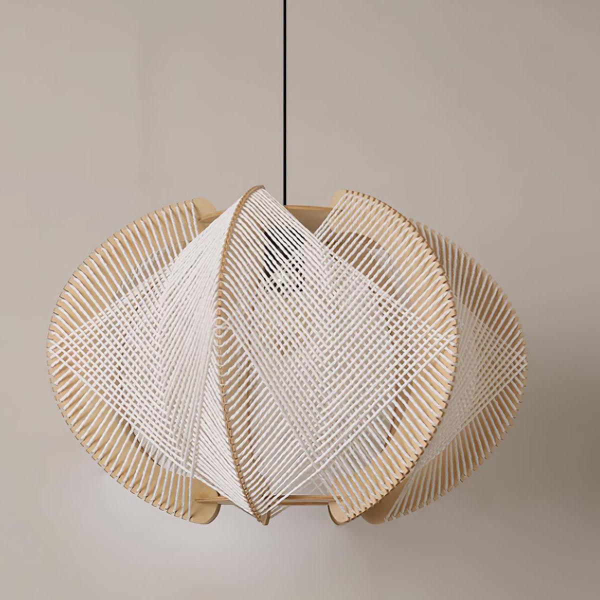 Atel hanglamp van hout en hennepkoord