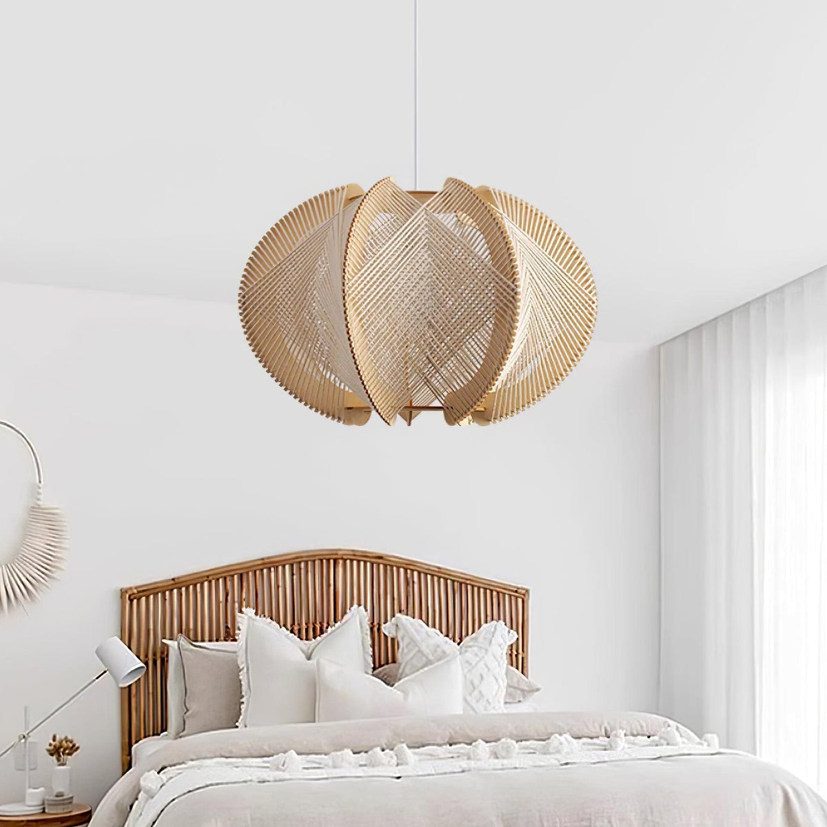 Atel hanglamp van hout en hennepkoord