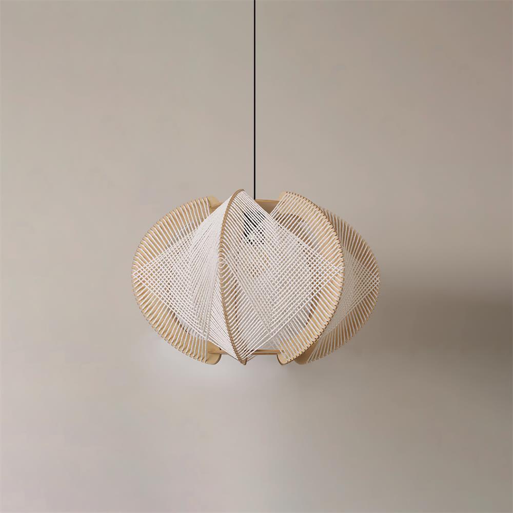 Atel hanglamp van hout en hennepkoord