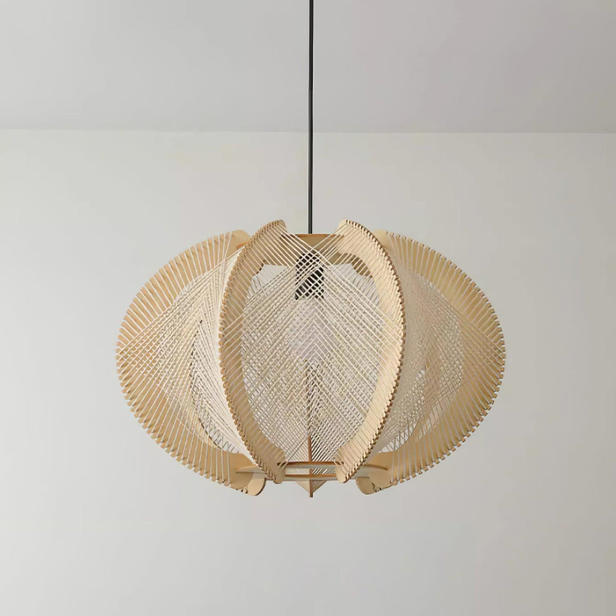 Atel hanglamp van hout en hennepkoord