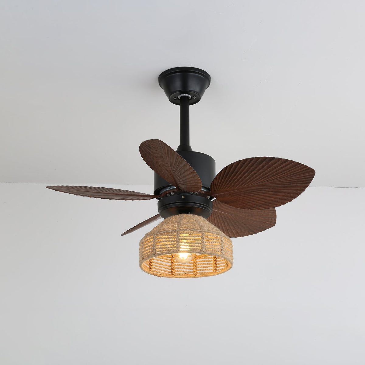 Rivora Tropische plafondventilator met verlichting van rotan